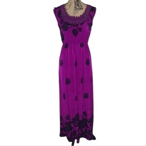 Ace Fashion Purple Dark Floral Sleeveless Maxi Dress